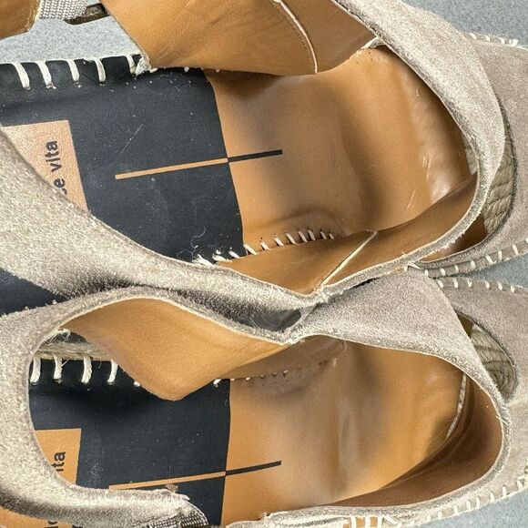 Dolce Vita Sandals Size 9.5 Taupe Espadrille Slingback Wedge Heel Nubuck Leather - Picture 11 of 15
